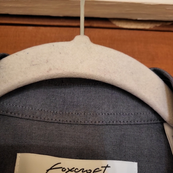 NWT FOXCROFT HIDDEN BUTTON FRONT CAREER SUMMER OFFICE  NON IRON GREY TOP SIZE 14 - Picture 4 of 6